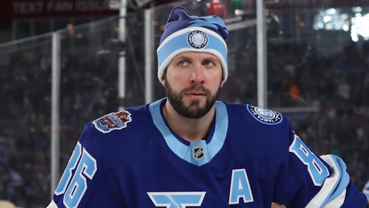 Feb 1, 2026; Tampa Bay, Florida, USA;  Tampa Bay Lightning right wing Nikita Kucherov (86) warms up on the ice prior to the 2026 Stadium Series ice hockey game against the Boston Bruins at Raymond James Stadium. Mandatory Credit: Kim Klement Neitzel-Imagn Images