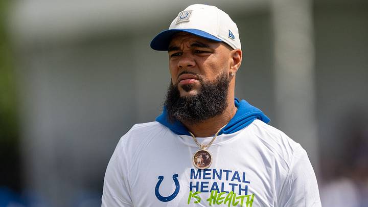 Indianapolis Colts wide receiver Keenan Allen watches Wednesday, Aug. 19, 2026, during a joint practice with the Atlanta Falcons at Grand Park in Westfield.
