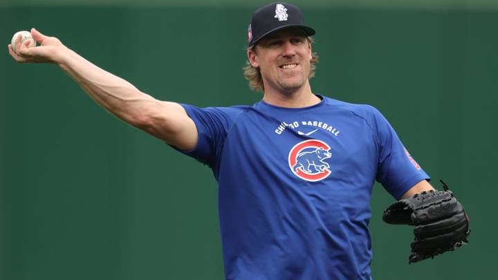 Jul 24, 2026; Pittsburgh, Pennsylvania, USA;  Chicago Cubs relief pitcher Tyler Ferguson (64) throws in the outfield  before the game against the Pittsburgh Pirates at PNC Park. Mandatory Credit: Charles LeClaire-Imagn Images