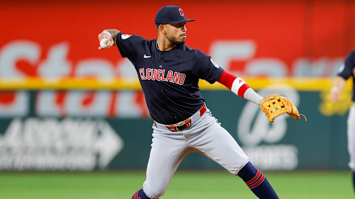May 15, 2024; Arlington, Texas, USA; Cleveland Guardians third base Gabriel Arias (13) fields a ground ball during the first inning against the Texas Rangers at Globe Life Field. Mandatory Credit: Andrew Dieb-Imagn Images May 15, 2024; Arlington, Texas, USA; Cleveland Guardians third base Gabriel Arias (13) fields a ground ball during the first inning against the Texas Rangers at Globe Life Field. Mandatory Credit: Andrew Dieb-Imagn Images
