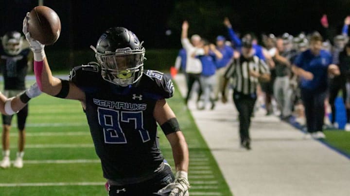 Community School of Naples defeated IMG Blue 41-13 on Thursday, Oct. 19. CSN's Sean McNamara scores a touchdown.