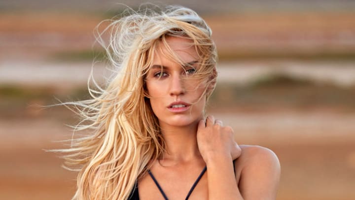 Paige Spiranac was photographed by James Macari in Aruba. Swimsuit by Beach Bunny Swimwear.