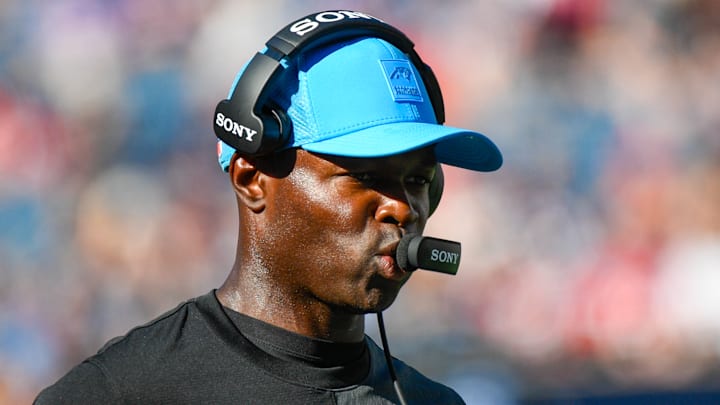 Carolina Panthers defensive coordinator Ejiro Evero