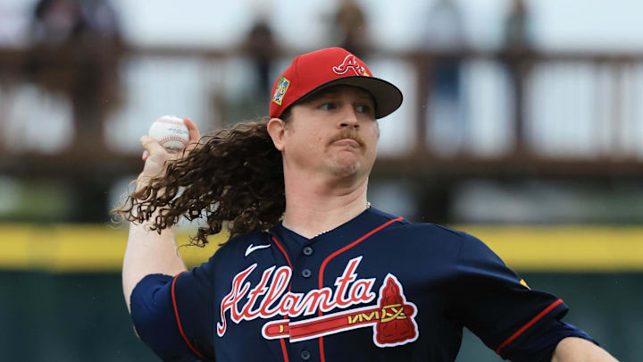 Mar 12, 2026; Bradenton, Florida, USA;  Atlanta Braves starting pitcher Grant Holmes (66) throws a pitch during the first inning against the Pittsburgh Pirates at LECOM Park. Mandatory Credit: Kim Klement Neitzel-Imagn Images