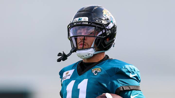 Aug 2, 2026; Jacksonville, FL, USA; Jacksonville Jaguars wide receiver Parker Washington (11) participates in training camp at Miller Electric Center. Mandatory Credit: Nathan Ray Seebeck-Imagn Images