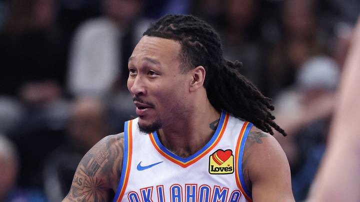 Nov 21, 2025; Salt Lake City, Utah, USA; Oklahoma City Thunder forward Jaylin Williams (6) reacts to a play against the Utah Jazz during the second half at Delta Center. Mandatory Credit: Rob Gray-Imagn Images Nov 21, 2025; Salt Lake City, Utah, USA; Oklahoma City Thunder forward Jaylin Williams (6) reacts to a play against the Utah Jazz during the second half at Delta Center. Mandatory Credit: Rob Gray-Imagn Images