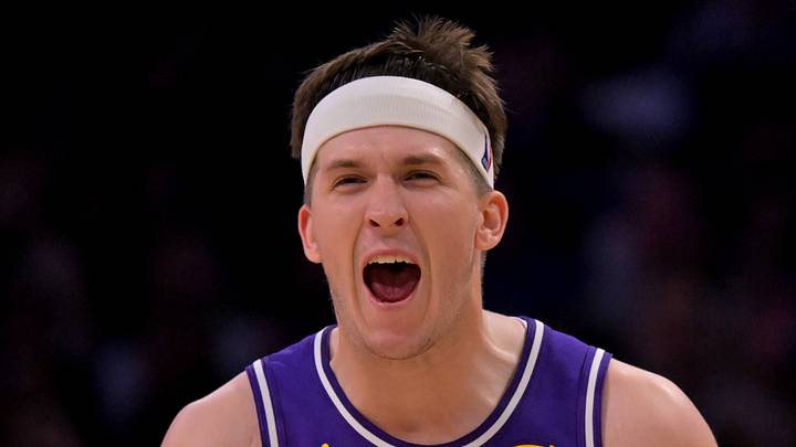 Feb 5, 2026; Los Angeles, California, USA; Los Angeles Lakers guard Austin Reaves (15) reacts at the buzzer defeating the Philadelphia 76ers at Crypto.com Arena. Mandatory Credit: Jayne Kamin-Oncea-Imagn Images Feb 5, 2026; Los Angeles, California, USA; Los Angeles Lakers guard Austin Reaves (15) reacts at the buzzer defeating the Philadelphia 76ers at Crypto.com Arena. Mandatory Credit: Jayne Kamin-Oncea-Imagn Images