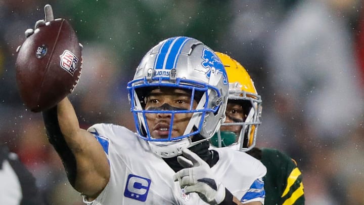 Detroit Lions wide receiver Amon-Ra St. Brown (14). Detroit Lions wide receiver Amon-Ra St. Brown (14).