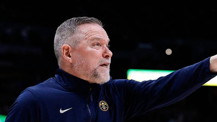 Mar 26, 2025; Denver, Colorado, USA; Denver Nuggets head coach Michael Malone in the second quarter against the Milwaukee Bucks at Ball Arena. Mandatory Credit: Isaiah J. Downing-Imagn Images