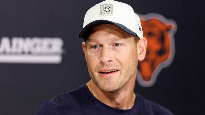 Jul 31, 2026; Lake Forest, IL, USA; Chicago Bears head coach Ben Johnson speaks during Training Camp at Halas Hall. Mandatory Credit: Kamil Krzaczynski-Imagn Images