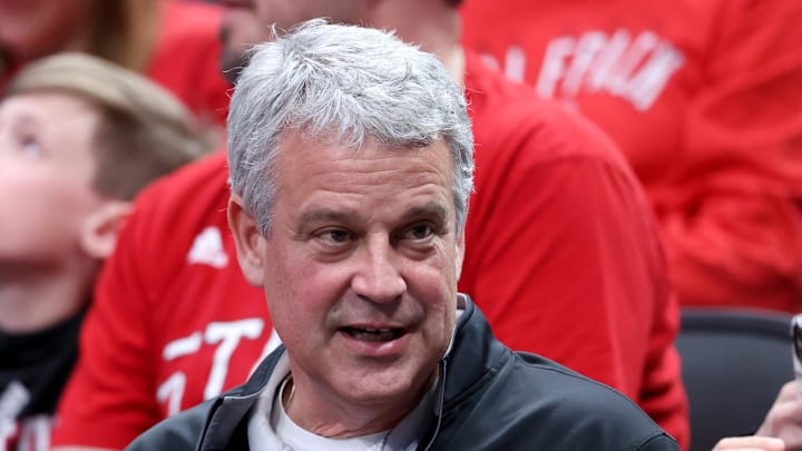 Mar 29, 2024; Dallas, TX, USA; North Carolina State Wolfpack athletic director Boo Corrigan before the semifinals of the South Regional of the 2024 NCAA Tournament against the Marquette Golden Eagles at American Airlines Center. Mandatory Credit: Kevin Jairaj-Imagn Images Mar 29, 2024; Dallas, TX, USA; North Carolina State Wolfpack athletic director Boo Corrigan before the semifinals of the South Regional of the 2024 NCAA Tournament against the Marquette Golden Eagles at American Airlines Center. Mandatory Credit: Kevin Jairaj-Imagn Images