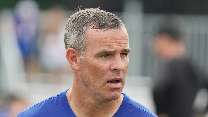 Bills general manager Brandon Beane looks on during day six of Buffalo Bills training camp at St. John Fisher University Thursday, August 5, 2026 in Pittsford.