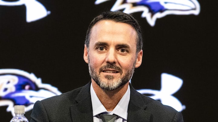 Jan 29, 2026; Owings Mills, MD, USA; Jesse Minter at press conference at Under Armour Performance Center. Mandatory Credit: Lexi Thompson-Imagn Images