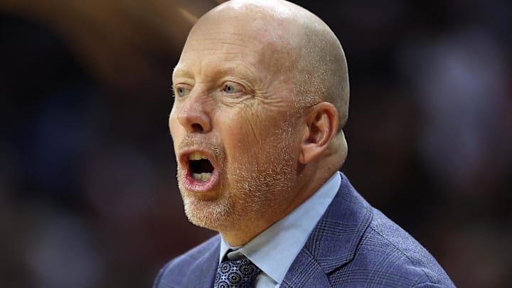 Mar 22, 2026; Philadelphia, PA, USA; UCLA Bruins head coach Mick Cronin reacts against the UConn Huskies in the first half during a second round game of the men's 2026 NCAA Tournament at Xfinity Mobile Arena. Mandatory Credit: Bill Streicher-Imagn Images