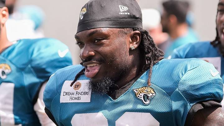 Jacksonville Jaguars Running Back J'Mari Taylor (30) takes around with teammates after the Jacksonville Jaguars eighth day of NFL Training Camp at the Miller Electric Center in Jacksonville, Fla., Friday, August 7, 2026.    [Doug Engle/Florida Times-Union]