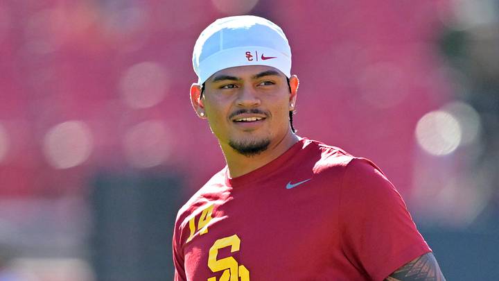 Oct 11, 2025; Los Angeles, California, USA; USC Trojans quarterback Jayden Maiava (14) warms up prior to the game against the Michigan Wolverines at United Airlines Field at the Los Angeles Memorial Coliseum. Mandatory Credit: Jayne Kamin-Oncea-Imagn Images Oct 11, 2025; Los Angeles, California, USA; USC Trojans quarterback Jayden Maiava (14) warms up prior to the game against the Michigan Wolverines at United Airlines Field at the Los Angeles Memorial Coliseum. Mandatory Credit: Jayne Kamin-Oncea-Imagn Images