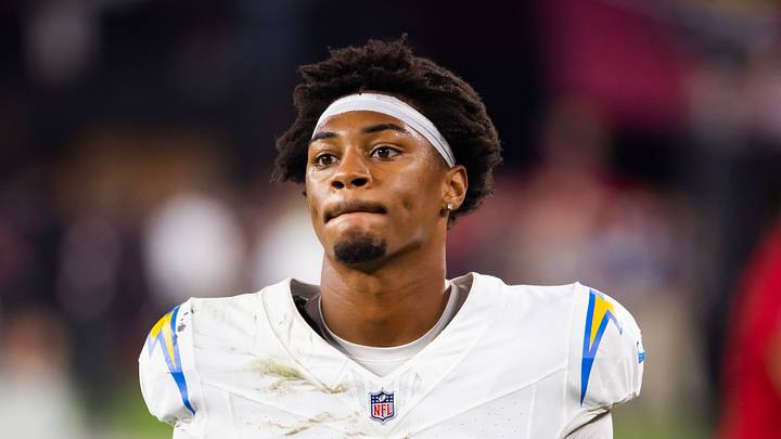 Oct 21, 2024; Glendale, Arizona, USA; Los Angeles Chargers cornerback Tarheeb Still (29) against the Arizona Cardinals at State Farm Stadium. Mandatory Credit: Mark J. Rebilas-Imagn Images Oct 21, 2024; Glendale, Arizona, USA; Los Angeles Chargers cornerback Tarheeb Still (29) against the Arizona Cardinals at State Farm Stadium. Mandatory Credit: Mark J. Rebilas-Imagn Images