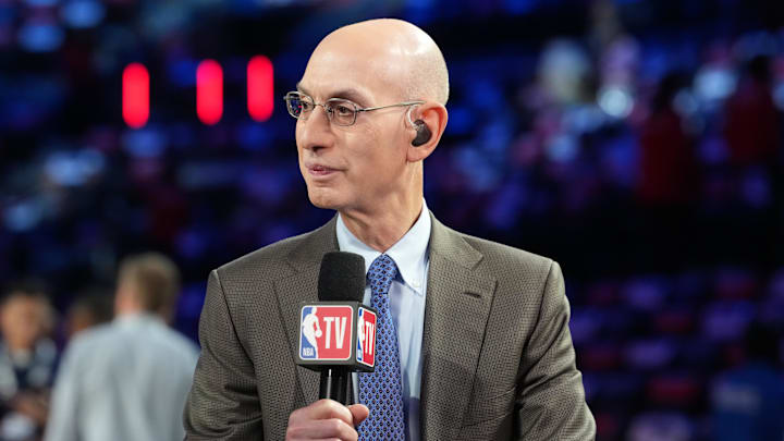 Feb 15, 2026; Inglewood, California, USA; NBA commissioner Adam Silver talks to media before the 75th NBA All Star Game at Intuit Dome. Mandatory Credit: Kirby Lee-Imagn Images Feb 15, 2026; Inglewood, California, USA; NBA commissioner Adam Silver talks to media before the 75th NBA All Star Game at Intuit Dome. Mandatory Credit: Kirby Lee-Imagn Images