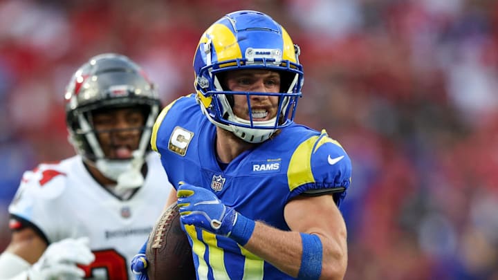 Nov 6, 2022; Tampa, Florida, USA; Los Angeles Rams wide receiver Cooper Kupp (10) runs for a touchdown against the Tampa Bay Buccaneers in the second quarter at Raymond James Stadium. Mandatory Credit: Nathan Ray Seebeck-Imagn Images Nov 6, 2022; Tampa, Florida, USA; Los Angeles Rams wide receiver Cooper Kupp (10) runs for a touchdown against the Tampa Bay Buccaneers in the second quarter at Raymond James Stadium. Mandatory Credit: Nathan Ray Seebeck-Imagn Images