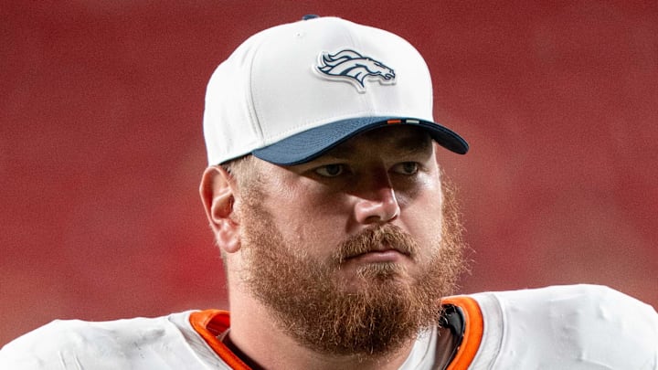August 9, 2025; Santa Clara, California, USA; Denver Broncos guard Ben Powers (74) after the game against the San Francisco 49ers at Levi's Stadium. Mandatory Credit: Kyle Terada-Imagn Images August 9, 2025; Santa Clara, California, USA; Denver Broncos guard Ben Powers (74) after the game against the San Francisco 49ers at Levi's Stadium. Mandatory Credit: Kyle Terada-Imagn Images