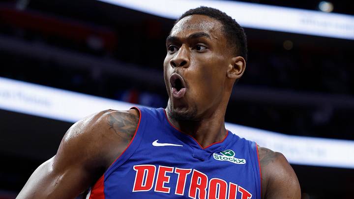 Feb 2, 2025; Detroit, Michigan, USA; Detroit Pistons center Jalen Duren (0) celebrates after he dunks in the second half against the Chicago Bulls at Little Caesars Arena. Mandatory Credit: Rick Osentoski-Imagn Images Feb 2, 2025; Detroit, Michigan, USA; Detroit Pistons center Jalen Duren (0) celebrates after he dunks in the second half against the Chicago Bulls at Little Caesars Arena. Mandatory Credit: Rick Osentoski-Imagn Images