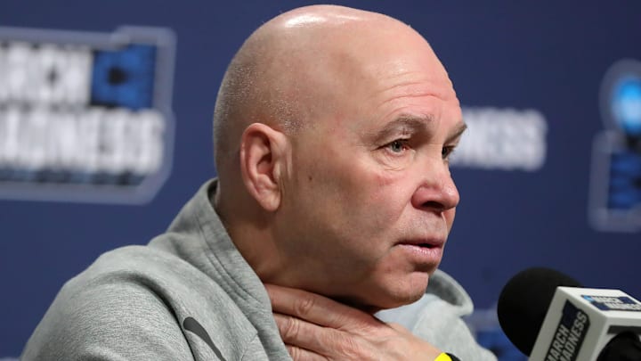 St. Mary's Gaels head coach Randy Bennett takes questions during a press conference ahead of the NCAA Tournament First Round game at Rocket Arena on Thursday, March 20, 2025, in Cleveland, Ohio. St. Mary's Gaels head coach Randy Bennett takes questions during a press conference ahead of the NCAA Tournament First Round game at Rocket Arena on Thursday, March 20, 2025, in Cleveland, Ohio.