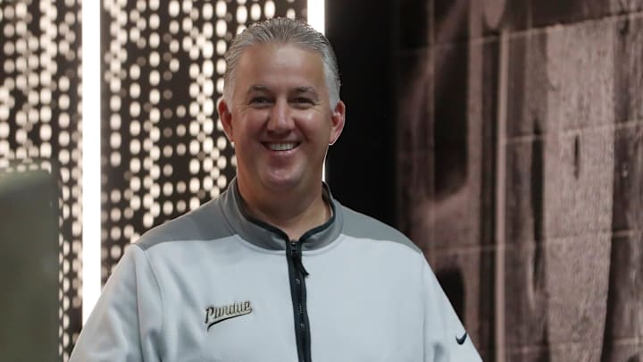 Purdue men’s basketball head coach Matt Painter smiles