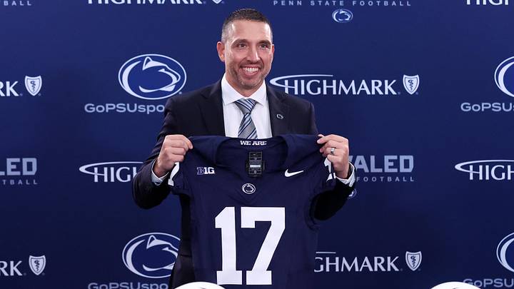Dec 8, 2025; University Park, PA, USA; Matt Campbell poses for a photo after being announced as the Penn State Nittany Lions new head coach during a press conference at the Beaver Stadium Press Room. Mandatory Credit: Matthew O'Haren-Imagn Images Dec 8, 2025; University Park, PA, USA; Matt Campbell poses for a photo after being announced as the Penn State Nittany Lions new head coach during a press conference at the Beaver Stadium Press Room. Mandatory Credit: Matthew O'Haren-Imagn Images