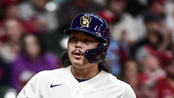Milwaukee Brewers designated hitter Keston Hiura (18) walks back to the dugout after striking out in the fourth inning against the St. Louis Cardinals at American Family Field in Milwaukee on Sept. 28, 2022. Milwaukee Brewers designated hitter Keston Hiura (18) walks back to the dugout after striking out in the fourth inning against the St. Louis Cardinals at American Family Field in Milwaukee on Sept. 28, 2022.