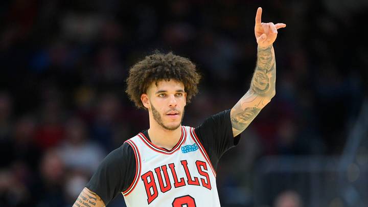 Dec 8, 2021; Cleveland, Ohio, USA; Chicago Bulls guard Lonzo Ball (2) reacts in the third quarter against the Cleveland Cavaliers at Rocket Mortgage FieldHouse. Mandatory Credit: David Richard-USA TODAY Sports Dec 8, 2021; Cleveland, Ohio, USA; Chicago Bulls guard Lonzo Ball (2) reacts in the third quarter against the Cleveland Cavaliers at Rocket Mortgage FieldHouse. Mandatory Credit: David Richard-USA TODAY Sports