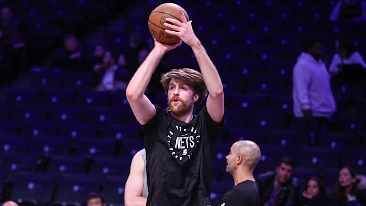Apr 8, 2025; Brooklyn, New York, USA; Brooklyn Nets forward Drew Timme (26) warms up prior to the game against the New Orleans Pelicans at Barclays Center. Mandatory Credit: Wendell Cruz-Imagn Images Apr 8, 2025; Brooklyn, New York, USA; Brooklyn Nets forward Drew Timme (26) warms up prior to the game against the New Orleans Pelicans at Barclays Center. Mandatory Credit: Wendell Cruz-Imagn Images