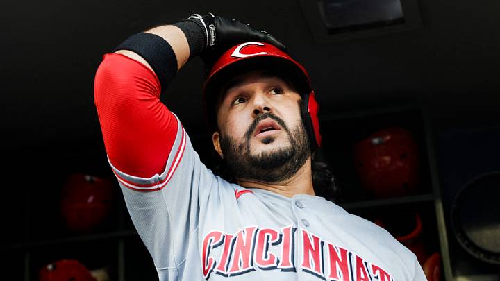 Cincinnati Reds designated hitter Eugenio Suarez (28) stands