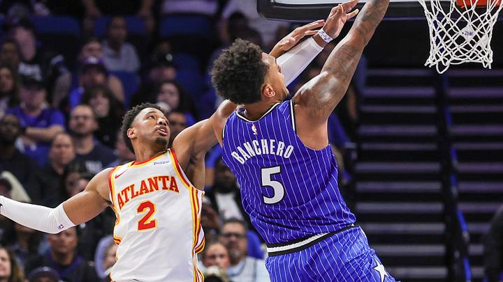 Oct 21, 2026; Orlando, Florida, USA; Orlando Magic forward Paolo Banchero (5) drives against Atlanta Hawks guard Aaron Wiggins (2) during the second quarter at Kia Center. Mandatory Credit: Mike Watters-Imagn Images Oct 21, 2026; Orlando, Florida, USA; Orlando Magic forward Paolo Banchero (5) drives against Atlanta Hawks guard Aaron Wiggins (2) during the second quarter at Kia Center. Mandatory Credit: Mike Watters-Imagn Images