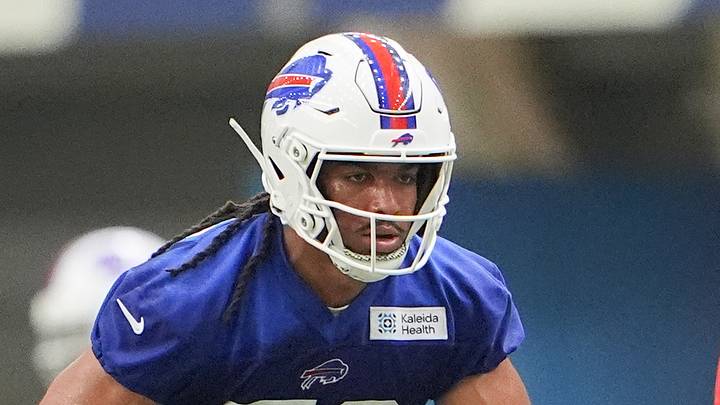 Jun 9, 2026; Orchard Park, NY, USA; Buffalo Bills linebacker Kaleb Elarms-Orr (52) trains during Buffalo Bills Minicamp. Mandatory Credit: Gregory Fisher-Imagn Images