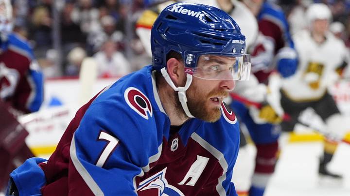 May 22, 2026; Denver, Colorado, USA; Colorado Avalanche defenseman Devon Toews (7) skates on the ice during the third period against the Vegas Golden Knights during the third period in game two of the Western Conference Final of the 2026 Stanley Cup Playoffs at Ball Arena. Mandatory Credit: Ron Chenoy-Imagn Images May 22, 2026; Denver, Colorado, USA; Colorado Avalanche defenseman Devon Toews (7) skates on the ice during the third period against the Vegas Golden Knights during the third period in game two of the Western Conference Final of the 2026 Stanley Cup Playoffs at Ball Arena. Mandatory Credit: Ron Chenoy-Imagn Images