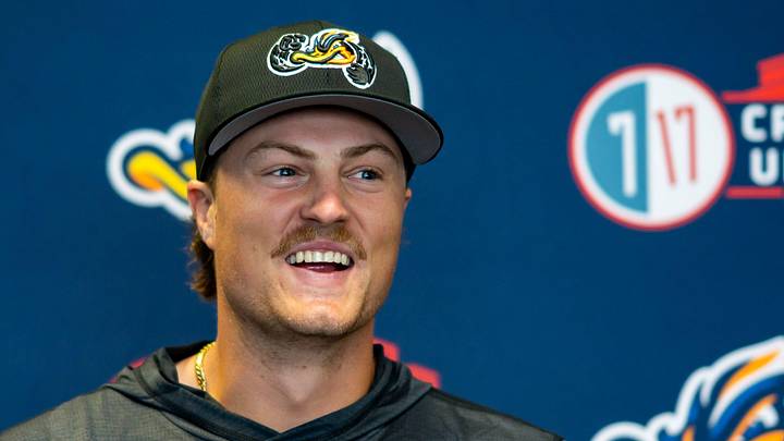 Akron RubberDucks pitcher Khal Stephen answers questions from reporters during media day April 1, 2026, at 7 17 Credit Union Park in Akron. Akron RubberDucks pitcher Khal Stephen answers questions from reporters during media day April 1, 2026, at 7 17 Credit Union Park in Akron.