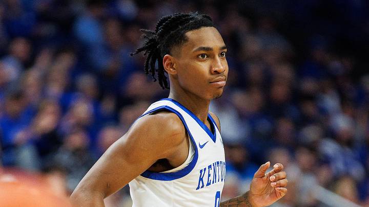 Mar 6, 2024; Lexington, Kentucky, USA; Kentucky Wildcats guard Rob Dillingham (0) runs down the court after making a basket during the second half against the Vanderbilt Commodores at Rupp Arena at Central Bank Center. Mandatory Credit: Jordan Prather-USA TODAY Sports Mar 6, 2024; Lexington, Kentucky, USA; Kentucky Wildcats guard Rob Dillingham (0) runs down the court after making a basket during the second half against the Vanderbilt Commodores at Rupp Arena at Central Bank Center. Mandatory Credit: Jordan Prather-USA TODAY Sports