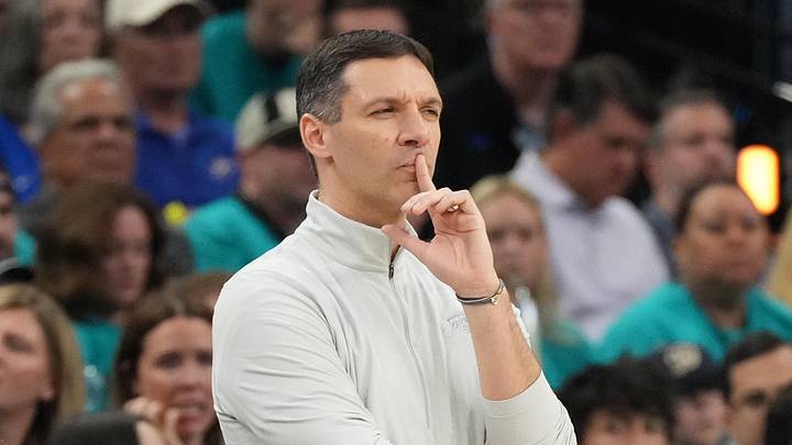 May 22, 2026; San Antonio, Texas, USA; Oklahoma City Thunder head coach Mark Daigneault reacts in the first half during game three of the western conference finals for the 2026 NBA playoffs at Frost Bank Center. Mandatory Credit: Scott Wachter-Imagn Images