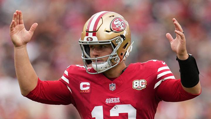 San Francisco 49ers quarterback Brock Purdy (13) reacts during the second half against the Miami Dolphins