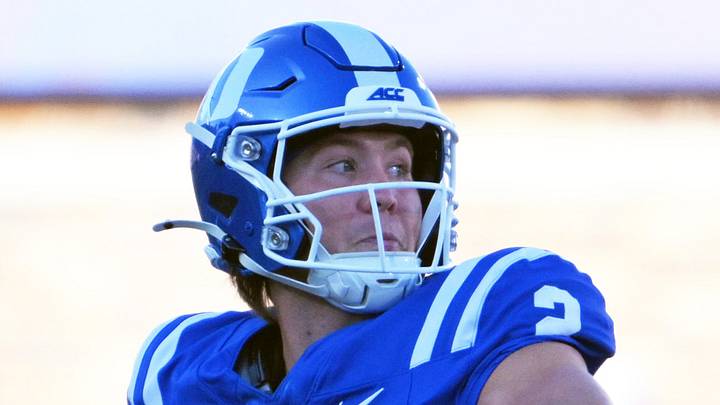 Sep 26, 2026; Durham, North Carolina, USA; Duke Blue Devils quarter back Walker Eget (2) looks to pass against the William & Mary Tribe during the second quarter at Wallace Wade Stadium. Mandatory Credit: Zachary Taft-Imagn Images Sep 26, 2026; Durham, North Carolina, USA; Duke Blue Devils quarter back Walker Eget (2) looks to pass against the William & Mary Tribe during the second quarter at Wallace Wade Stadium. Mandatory Credit: Zachary Taft-Imagn Images