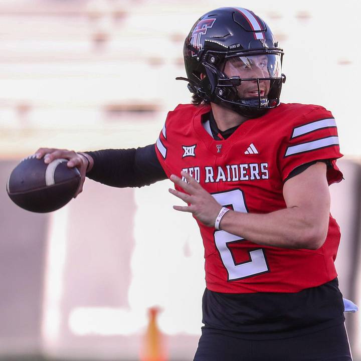 Brendan Sorsby looks to throw during the Texas Tech football team's spring game. Brendan Sorsby looks to throw during the Texas Tech football team's spring game.