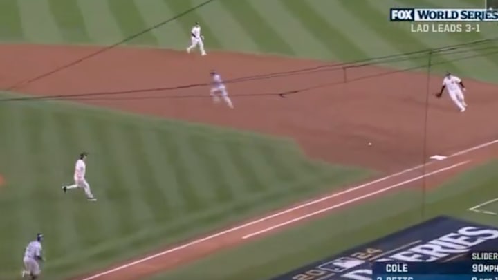 This was one of three costly mistakes by the Yankees in the fifth inning of Game 5.