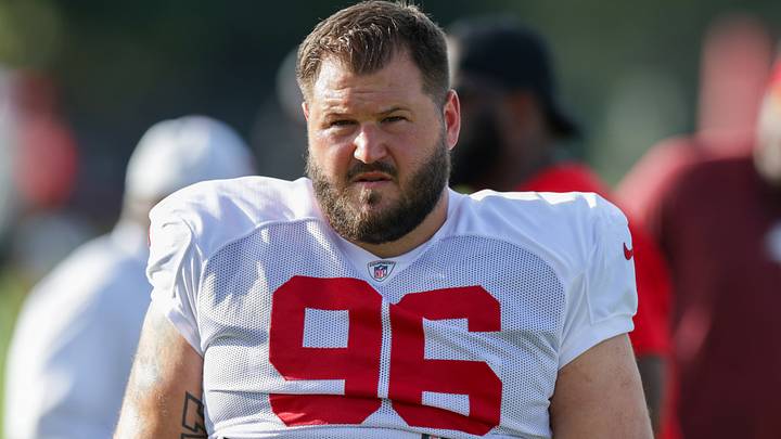 Tampa Bay Buccaneers defensive tackle Greg Gaines participates in training camp at AdventHealth Training Center.