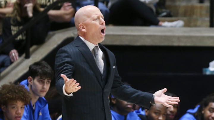 UCLA Bruins head coach Mick Cronin reacts to a call Friday, Feb. 28, 2025, during the NCAA men’s basketball game against the Purdue Boilermakers at Mackey Arena in West Lafayette, Ind. UCLA Bruins head coach Mick Cronin reacts to a call Friday, Feb. 28, 2025, during the NCAA men’s basketball game against the Purdue Boilermakers at Mackey Arena in West Lafayette, Ind.