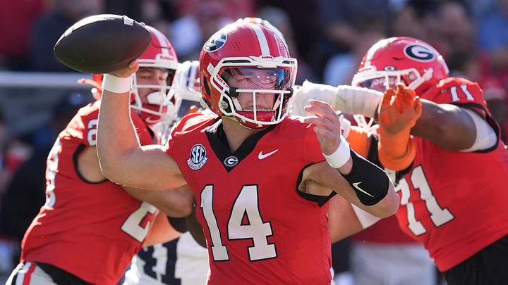 Georgia Bulldogs quarterback Gunner Stockton has thrown for 1,570 yards and 16 touchdowns against just four INTs in 2026. Georgia Bulldogs quarterback Gunner Stockton has thrown for 1,570 yards and 16 touchdowns against just four INTs in 2026.