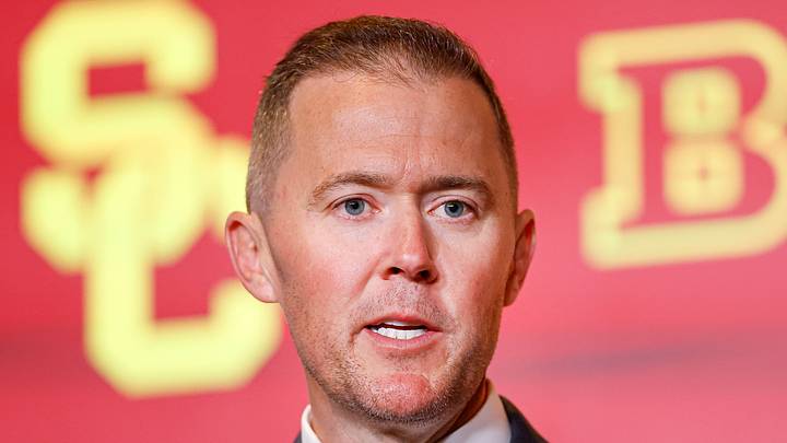Jul 28, 2026; Chicago, IL, USA; USC Football head coach Lincoln Riley speaks during Media Days at Hilton Chicago. Jul 28, 2026; Chicago, IL, USA; USC Football head coach Lincoln Riley speaks during Media Days at Hilton Chicago.