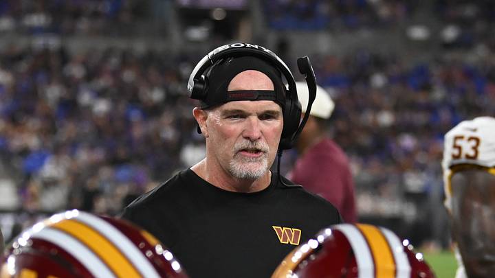 Aug 28, 2026; Baltimore, Maryland, USA; Washington Commanders head coach Dan Quinn speaks with the defense during the second half against the Baltimore Ravens at M&T Bank Stadium. Mandatory Credit: Tommy Gilligan-Imagn Images Aug 28, 2026; Baltimore, Maryland, USA; Washington Commanders head coach Dan Quinn speaks with the defense during the second half against the Baltimore Ravens at M&T Bank Stadium. Mandatory Credit: Tommy Gilligan-Imagn Images