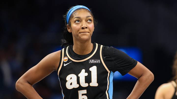Oct 21, 2026; Atlanta, Georgia, USA; Atlanta Dream forward Angel Reese (5) reacts after a foul against the Golden State Valkyries in the third quarter during game three of the 2026 WNBA Finals at State Farm Arena. Mandatory Credit: Brett Davis-Imagn Images Oct 21, 2026; Atlanta, Georgia, USA; Atlanta Dream forward Angel Reese (5) reacts after a foul against the Golden State Valkyries in the third quarter during game three of the 2026 WNBA Finals at State Farm Arena. Mandatory Credit: Brett Davis-Imagn Images