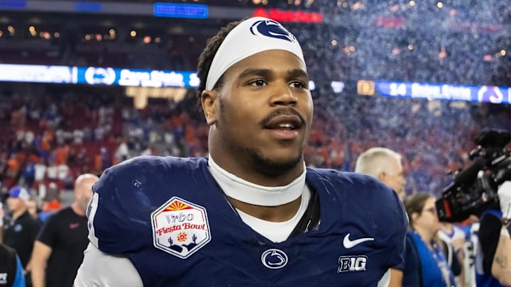 Penn State defensive end Abdul Carter walks off the field after a game.