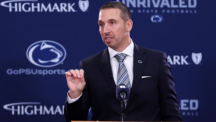 Dec 8, 2025; University Park, PA, USA; Matt Campbell is announced as the Penn State Nittany Lions new head coach during a press conference at the Beaver Stadium Press Room. Mandatory Credit: Matthew O'Haren-Imagn Images Dec 8, 2025; University Park, PA, USA; Matt Campbell is announced as the Penn State Nittany Lions new head coach during a press conference at the Beaver Stadium Press Room. Mandatory Credit: Matthew O'Haren-Imagn Images